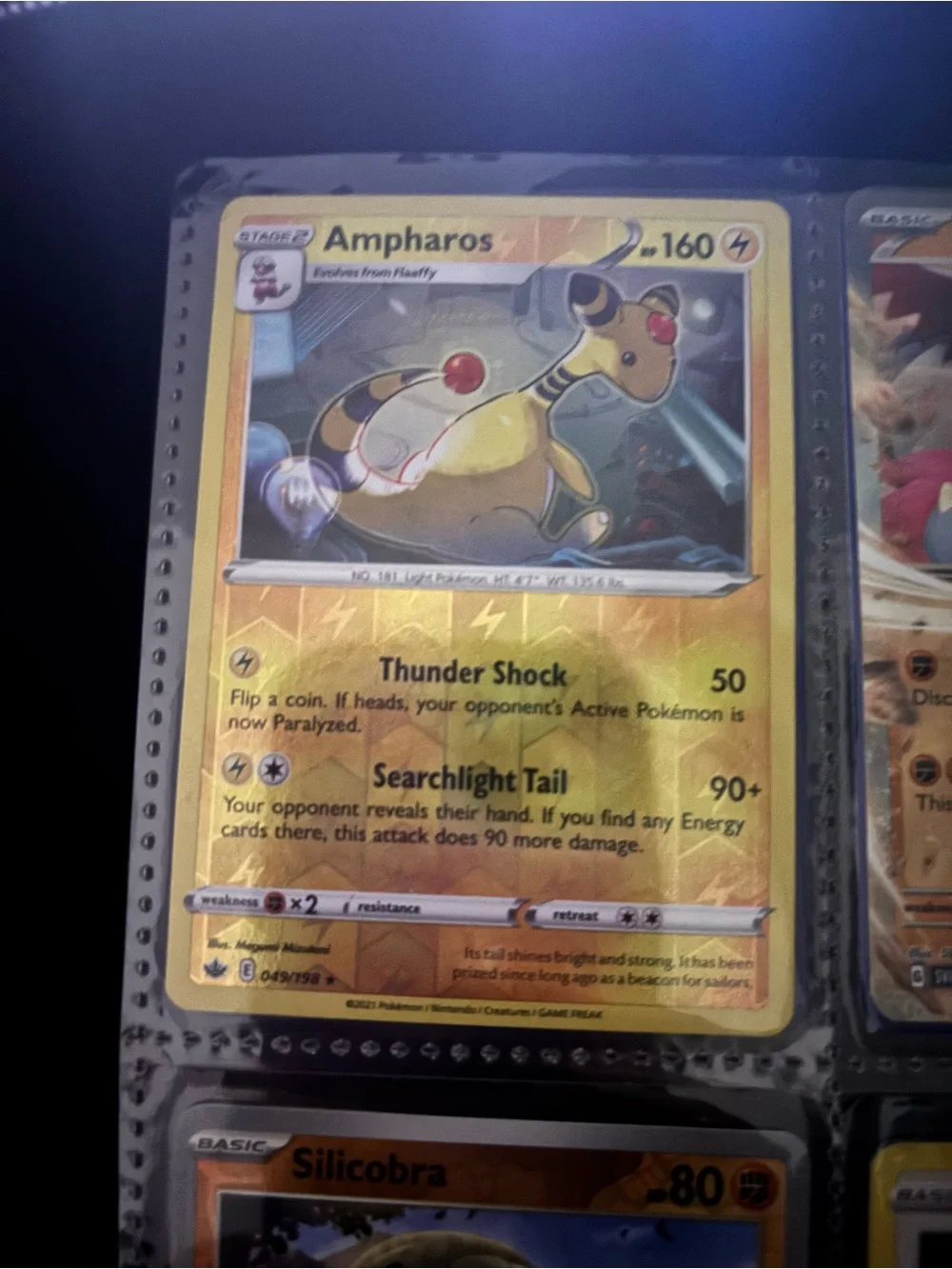 Pokemon Ampharos Holographic Yellow and Gold Card